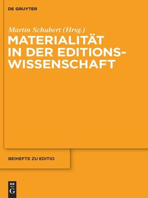 cover image of Materialität in der Editionswissenschaft